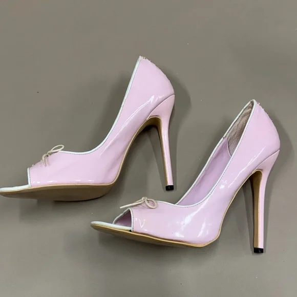 Highest Heel Collection Pink Peep-Toe Stiletto Heels - Picture 9 of 13